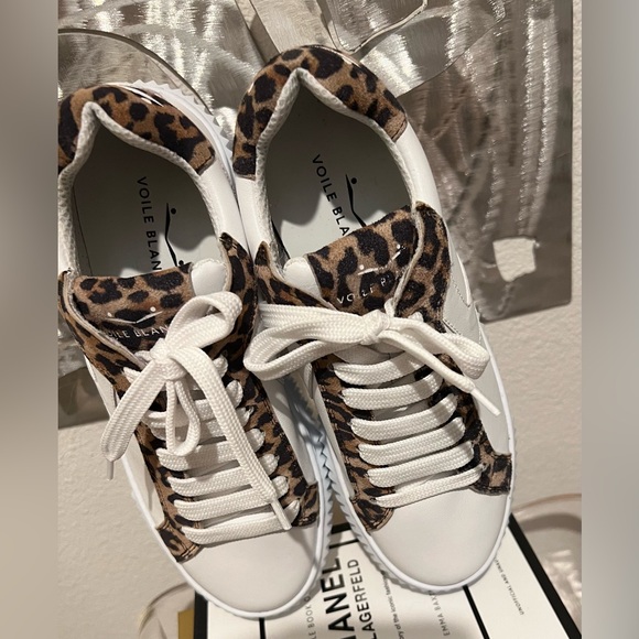 NWOT Voile Blanche Lipari Sneakers- Leather- White w/ Leopard Print - Picture 13 of 16
